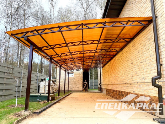 Навес из поликарбоната к дому | Пристенный навес из поликарбоната №2 - фото 966