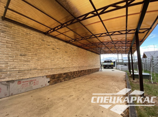 Навес из поликарбоната к дому | Пристенный навес из поликарбоната №2 - фото 978